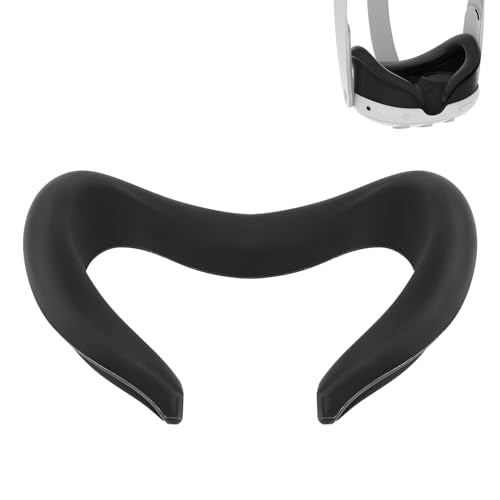 Geekria Sweat Proof Silicone Face Pad Cover Compatible with Meta Quest 3, Washable Lightproof Anti-Leakage Cushion Pad Mask, VR Headset Face Shield (Black)