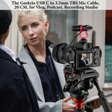 Geekria for Creators USB C to 3.5mm TRS Microphone Cable 0.66 ft / 20 CM, Compatible with Rode VideoMicro, VideoMic GO II, Wireless GO II, Mic Cord for Vlog and Podcast (Black)