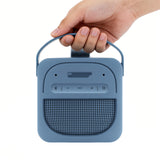 Geekria Silicone Speaker Case Cover Compatible with Bose SoundLink Micro II, Protective Soft Skin, Replacement Portable Speakers Travel Carrying Sleeve with Keychain Hook (Blue)