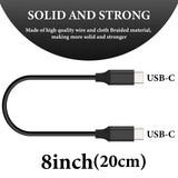 Geekria for Creators USB C to USB C Microphone Cable 8 inch / 20 CM, Compatible with Rode VideoMic GO II, Wireless GO II, DJI Mic, Mic 2 Mic Cord (Black)