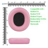 Geekria QuickFit Replacement Ear Pads for Razer Kraken V4/V4X/V4Pro/Kitty V2 Pro, Barracuda/Barracuda X Headphones Ear Cushions, Repair Parts (Pink)