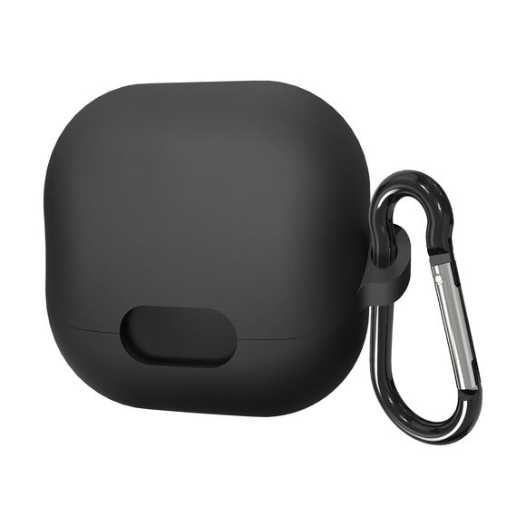 Geekria Silicone Case Cover Compatible with Soundcore by Anker Liberty 4 NC True Wireless Earbuds, Protective Earphones Skin Cover with Keychain Hook, Charging Port Accessible (Black)