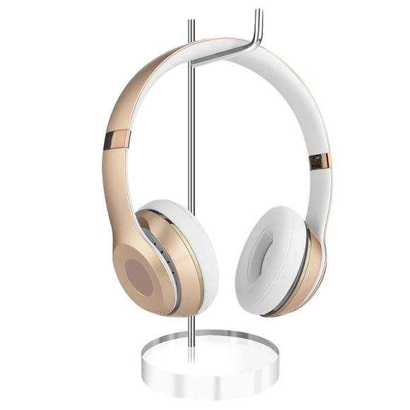 Geekria Acrylic Aluminum Headphones Stand for On-Ear Headphones, Gaming Headset Holder, Desk Display Hanger Compatible with Bose QC35, Sony WH-1000XM6, WH-1000XM5, WH-1000XM4 (Clear)