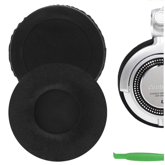 Geekria Comfort Velour Replacement Ear Pads for TECHNICS RP-DH1200 DJ, RP-DH1210, RP-DH1250-S DJ Headphones Ear Cushions, Headset Earpads, Ear Cups Cover Repair Parts (Black)