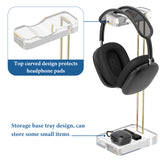 Geekria Clear Headphones Stand with Gold-Tone Hardware for Over-Ear, On-Ear Headphones, Gaming Headset Holder, Acrylic Transparent Headphone Desk Display Hanger (Gold)