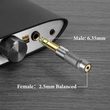 Geekria 6.35mm (1/4'') Stereo Male to 2.5mm Balanced Female Headphones Adapter for 2.5mm Balanced Cable Connected to 6.35mm Player Device, Aluminum Alloy Conversion Audio Plug, Gold Plated Adapter