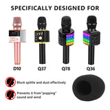 Geekria for Creators Foam Windscreen Compatible with BONAOK Q36, Q37, Q78, D10 Wireless Bluetooth Karaoke Microphone Antipop Foam Cover, Mic Wind Cover, Sponge Foam Filter (Black / 2 Pack)