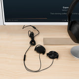 Geekria Wired Clip On Ear Headphones, Portable Hook On Ear Headphones with Microphone and Call Controller Compatible with Desktop Computer, Avoid Headphone Hair (Black)