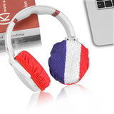 Geekria 2 Pairs Flex Fabric World Cup Headphones Ear Covers / Washable & Stretchable Sanitary Earcup Protectors for Over-Ear Headset Ear Pads, Sweat Cover for Gym, Gaming (M / French Flag)