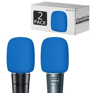 Geekria for Creators Foam Windscreen Compatible with Shure MV7, SM58LC, BETA 57A, BETA 58A, PGA48, PGA58 Microphone Antipop Foam Cover, Mic Wind Cover, Sponge Foam Filter (Blue / 2 Pack)