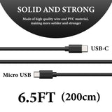 Geekria for Creators Micro USB to USB C Microphone Cable 6.5ft / 2m, Compatible with Shure MV7, MV88+, MV5, MV51, MVi Mic Cord (Black)