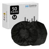 Geekria 50 Pairs Individually Wrapped Disposable Headphones Ear Cover for Over-Ear Headset Earcup, Stretchable Sanitary Ear Pads Cover, Hygienic Ear Cushion Protector (M / Black)