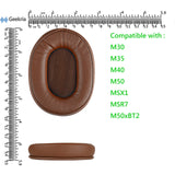 Geekria QuickFit Replacement Ear Pads for ATH M50X, M50xBT2, M50XBT, M50, M40X, M30, M20, M10, ATH-MSR7 Headphones Ear Cushions, Headset Earpads, Ear Cups Cover Repair Parts (Brown)