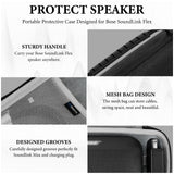 Geekria Shield Speaker Case Compatible with Bose New SoundLink Flex 2nd gen, Bose SoundLink Flex Case Cover, Replacement Hard Shell Portable Speaker Protective Carrying Bag (Dark Grey)