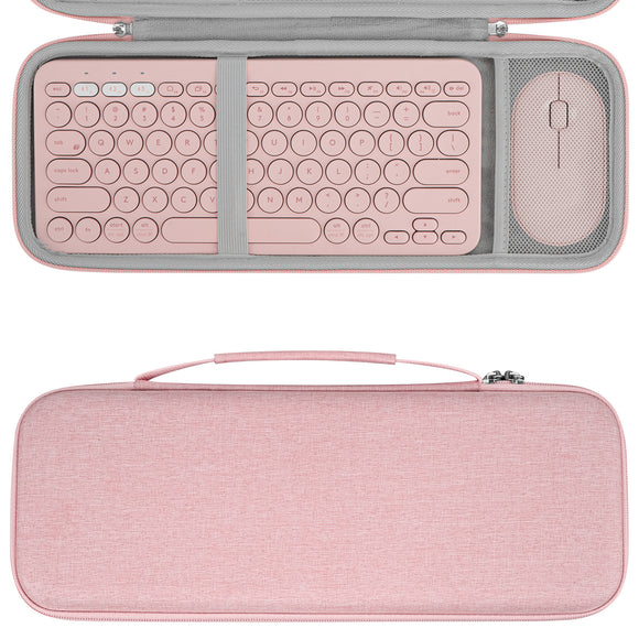 Geekria Hard Case Compatible with Logitech K380/k380s Keyboard +M350/M350s Mouse, Pebble 2 Combo, Protective Travel Bag for Keyboard and Pebble Mouse Combo (Pink)