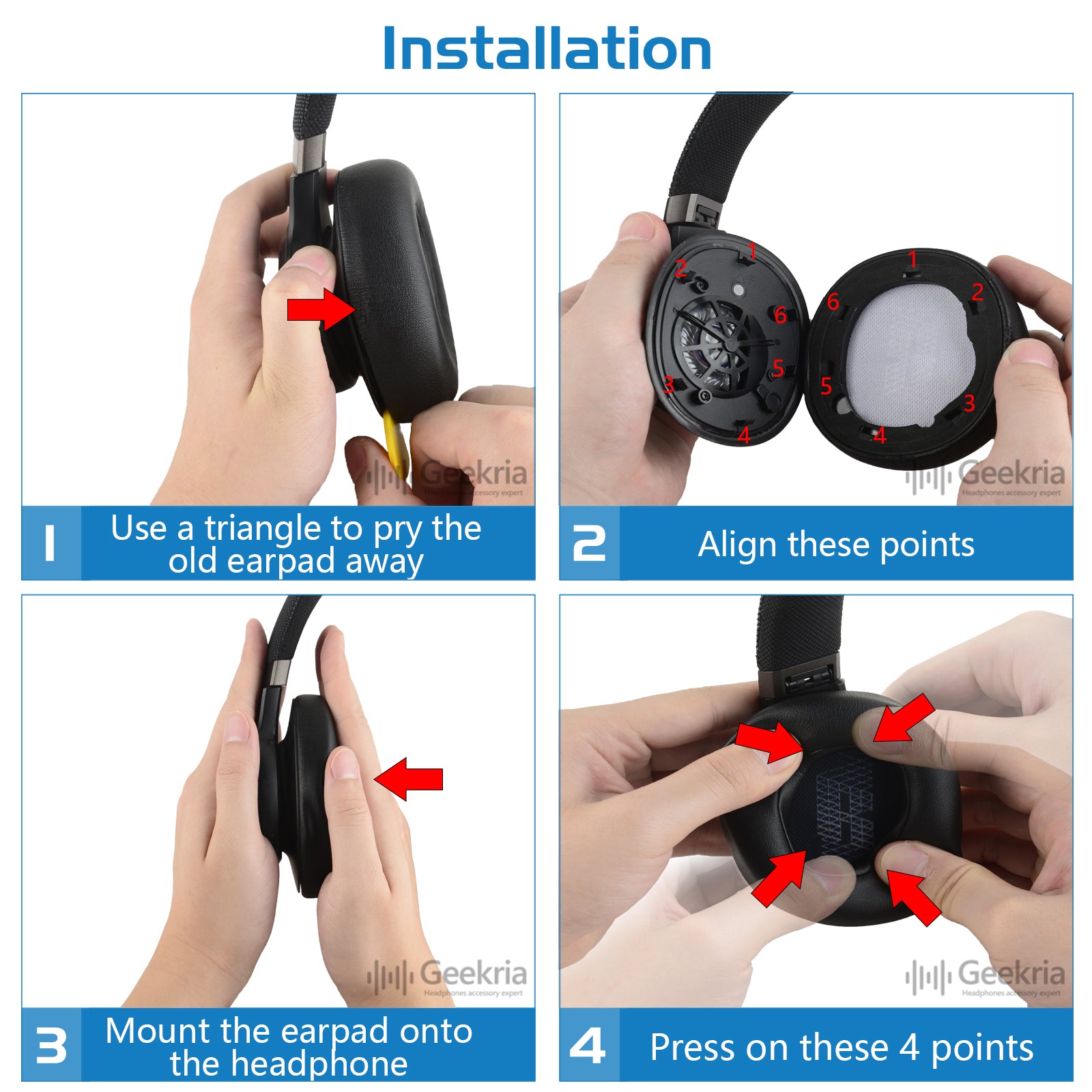 Kwmobile 2 X Cushion Compatible With JBL Live 650BTNC / 660BTNC - Foto 6