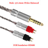 Geekria Apollo Silver-Plated Copper Upgrade Audio Cable Compatible with Sennheiser HD600, HD650, HD660S2, HD6XX Headphones, 4.4mm Replacement Headphones Cord for Amplifier (4.9ft/1.5 m)