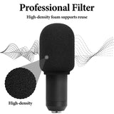 Geekria for Creators Foam Windscreen for 1.8" (45mm) Diameter Microphones, Antipop Foam Cover, Mic Wind Cover, Sponge Foam Filter Compatible with MAONO AU-A04, FIFINE K688, K658 (Black / 2 Pack)