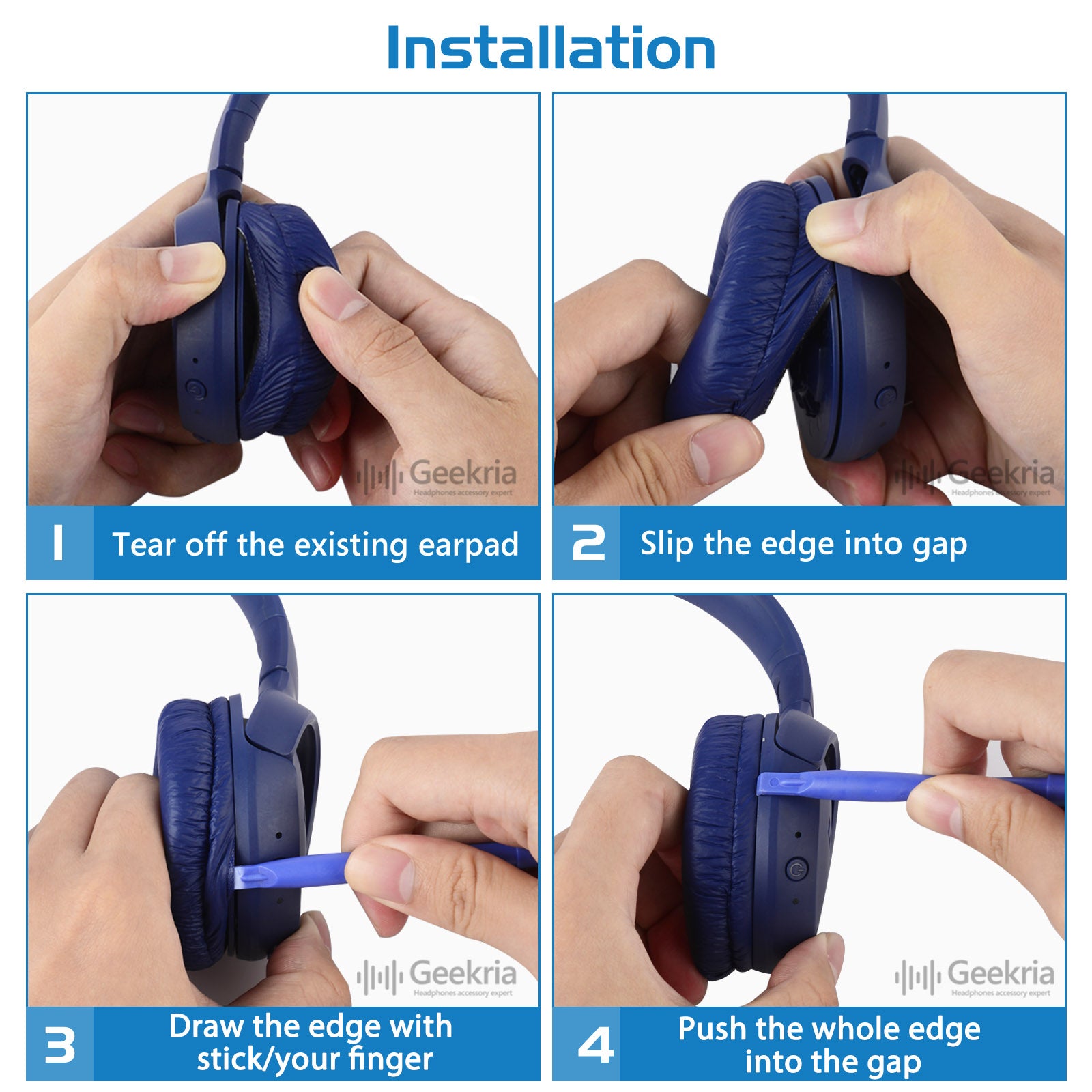 Geekria NOVA Leatherette Replacement Ear Pads Compatible with JBL JR 3