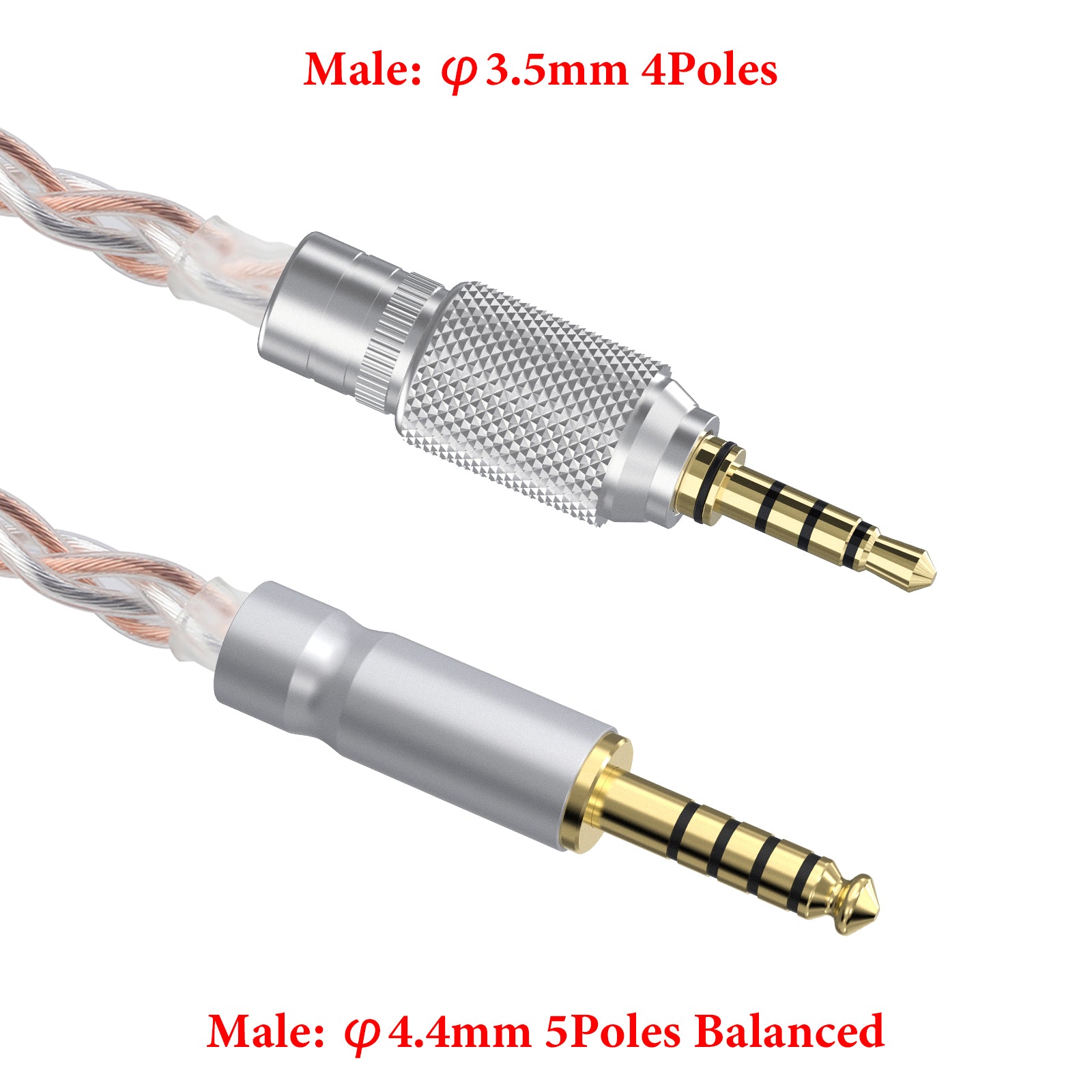 Geekria Apollo Silver-Plated Upgrade 4.4mm to 3.5mm Audio Cable Compat