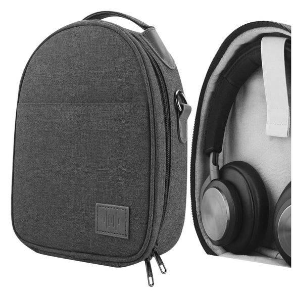 Geekria Headphones Pouch Compatible with Anker Soundcore Life35, Parrot Zik 2, Plantronics BackBeat GO 810 Case, Replacement Protective Travel Carrying Bag with Cable Storage (Grey)