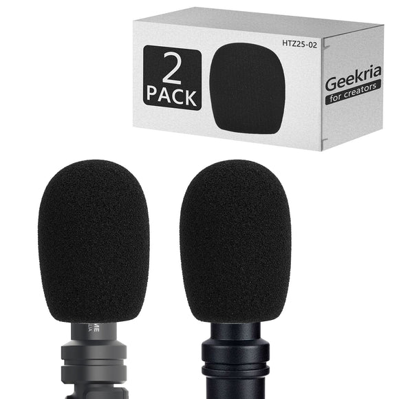 Geekria for Creators Foam Windscreen Compatible with RODE VideoMicro, VideoMic Me, VideoMic Me-C, VideoMic Me-L Microphone Antipop Foam Cover, Mic Wind Cover, Sponge Foam Filter (Black / 2 Pack)