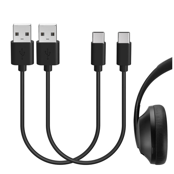 Geekria USB Headphones Short Charger Cable Compatible with Bose Ultra Open Earbuds, QC Ultra, QCSE, QC45, Earbuds II, 700ANC Charger, USB to USB-C Replacement Power Charging Cord (1ft/30cm 2Pack)
