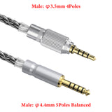 Geekria Apollo Silver-Plated Upgrade 4.4mm to 3.5mm Audio Cable Compatible with Sony MDR-M1ST MDR-MV1 MDR-M1 Headphones Replacement Cord With Threaded Knob Locking Device (9.8ft / 3m)