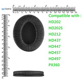 Geekria QuickFit Replacement Ear Pads for Sennheiser HD202, HD202S, HD212, HD437, HD447, PX360, HD203, HD212-Pro, EH150, EH250, HD62-TV Headphones Earpads, Headset Ear Cushion Repair Parts (Black)