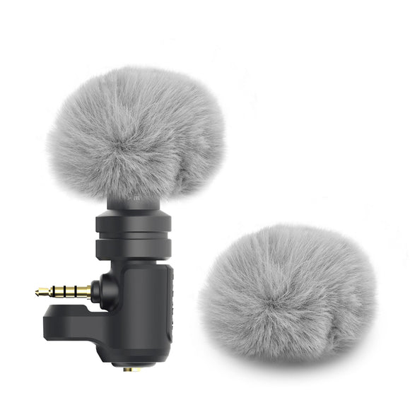 Geekria for Creators Furry Windscreen Compatible with RODE VideoMicro, VideoMic Me, VideoMic Me-C, Mic DeadCat Wind Cover Muff, Windbuster, Windjammer, Fluff Cover Windshield (Grey / 2 Pack)