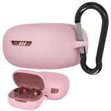 Geekria Silicone Case Cover Compatible with JBL Live Pro 2TWS True Wireless Earbuds, Protective Earphones Skin Cover with Keychain Hook, Charging Port Accessible, Support Wireless Charging (Pink)