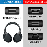 Geekria Type-C Headphones Charger Cable Compatible with Sony WH-1000XM5 WH-XB920N WH-ULT900N WF-1000XM5 LinkBuds INZONE Buds Charger, USB-C to USB-C Replacement Power Charging Cord (4 ft/120 cm)