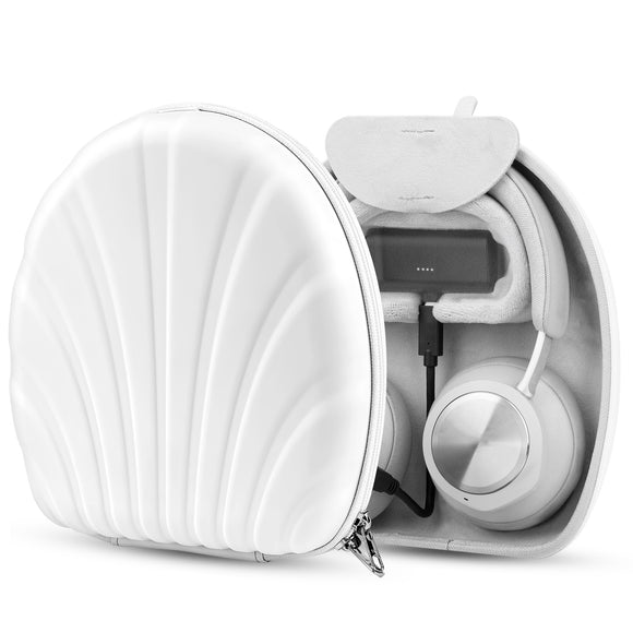 Geekria PRO Charging Headphones Case Compatible with Sennheiser PXC 550-II, B&O Beoplay H9/HX, Hard Shell, Durable, Multi-Layer Protection Travel Carrying Bag (White) Without Power Bank
