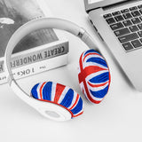 Geekria 2 Pairs Flex Fabric Headphone Covers (Product Safety Certified), Washable & Stretchable Sanitary Protectors Compatible with Over-Ear Headsets, Sweat-Resistant (M / England Flag)