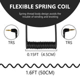 Geekria for Creators 3.5mm TRS to TRS Microphone Coil Cable 1.6 ft / 50 CM, Compatible with Rode SC2, VideoMic, VideoMicro, VideoMic GO II, Wireless GO II Mic Connect Camera, Mic Cord (Black)