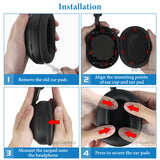 Geekria Elite Sheepskin Replacement Ear Pads for Sony WH-1000XM5 Headphones Ear Cushions, Repair Parts (Black)