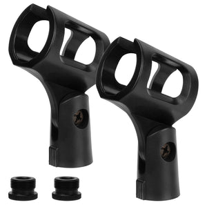 Geekria for Creators Universal Microphone Clip Holder, Adjustable Mic Mount Suitable for Handheld Microphones, Compatible with Shure SM58S, PGA48, Sennheiser E 835, E945 (Black / 2 Pack)