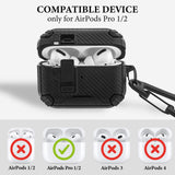 Geekria Hard Shell Case Cover Compatible with Apple AirPods Pro 2/1, Shockproof Full Body Cover with Unlock Flip Lid, Phone Holder and Back Magnetic Suction Function