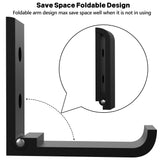 Geekria Foldable Wall Mount Headphones Holder, Headset Wall Hanger, Aluminum Wall Mount Hook, Hold Up to 1kg with 3M Tape, 20kg with Screws, Stand Come with Headband Protective Pad (Black / 5 Pcs)