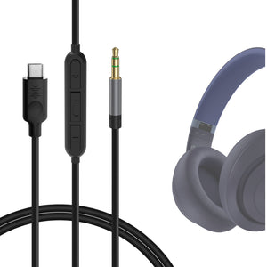 Geekria USB-C Digital to Audio Cable with Mic Compatible with Beats Studio Pro Studio 3 Solo 4 Solo 3 Cable, Replacement Type-C Aux Audio Cord with Inline Microphone and Volume Control (4ft/1.2m)