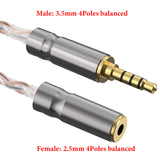 Geekria 3.5mm (1/8'') Balanced Male to 2.5mm Balanced Female Headphones Adapter, Copper and Silverplated Upgrade Cable Conversion Audio Dongle Cable (0.5feet)