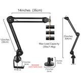 Geekria for Creators Microphone Arm Compatible with Razer Seiren X, Mini, Elite, Emote, Mic Boom Arm Mount Adapter with Tabletop Flange Mount, Suspension Stand, Mic Scissor Arm, Desk Mount Holder