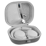Geekria Shield Headphones Case Compatible with Bose QC 45, QC 35 II, QC 35, QC 25, QC 2, QC SE Case, Replacement Hard Shell Travel Carrying Bag with Cable Storage (Microfiber Grey)