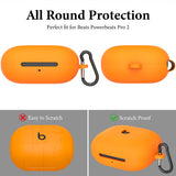Geekria Silicone Case Cover Compatible with Powerbeats Pro 2 True Wireless Earbuds, Protective Earphones Skin Cover with Keychain Hook, Charging Port Accessible (Orange)