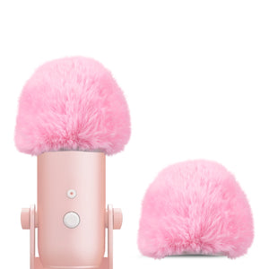 Geekria for Creators Furry Windscreen Compatible with Blue Yeti, Yeti Pro USB Microphone, Mic DeadCat Wind Cover Muff, Windbuster, Windjammer, Fluff Cover Windshield (Pink / 2 Pack)