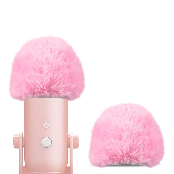 Geekria for Creators Furry Windscreen Compatible with Blue Yeti, Yeti Pro USB Microphone, Mic DeadCat Wind Cover Muff, Windbuster, Windjammer, Fluff Cover Windshield (Pink / 2 Pack)