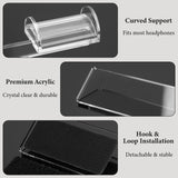 Geekria Monitor Headphone Holder for Gaming Desk Setup, No-Drill Acrylic Adhesive Headphone Hook, Space Saving Screen Mount for Curved & Flat Monitors, Clear