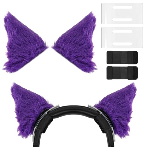 Geekria NOVA Headphone Headband Spacer+Cat Ears Attachment Compatible with Bose, Sony, Skullcandy, Beats, Marshall Headphones, Easy DIY Installation, Comfortable & Stylish (Black/Purple)
