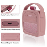 Geekria Silicone Speaker Case Cover Compatible with Bose SoundLink Micro II, Protective Soft Skin, Replacement Portable Speakers Travel Carrying Sleeve with Keychain Hook (Pink)