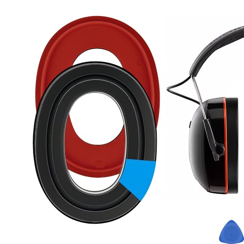 Geekria Gel Ear Pads for 3M WorkTunes (90541, 90542, 90543, 90544)/ Peltor Sport (Tactical TAC100/ 300/ 500)/ ZOHAN (EM033/ 037/ 042)/ PROHEAR(032/033/037) Headphones (Black + Red)